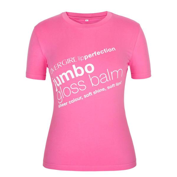 Pink t shirt for ladies short sleeve printing