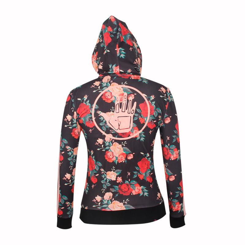 red hoodie fashion full printing ladies coat