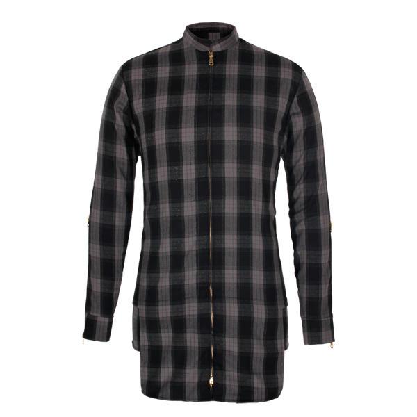 Plaid shirt with zipper and long sleeve