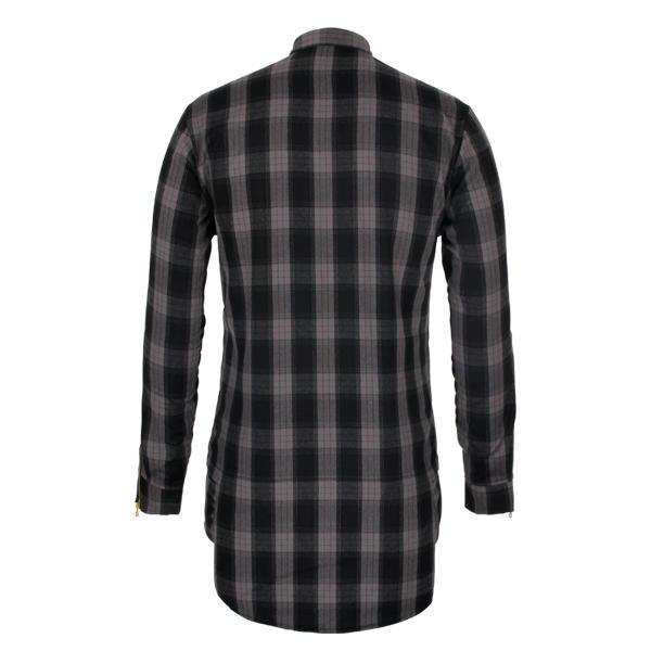 Plaid shirt with zipper and long sleeve