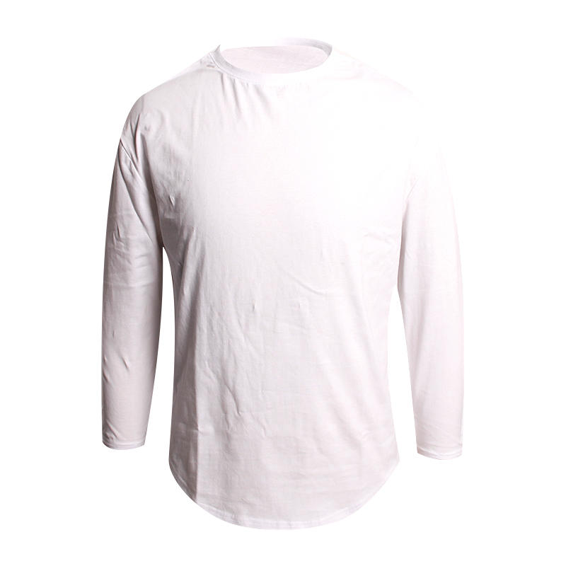blank long sleeve t shirts with Curved hem