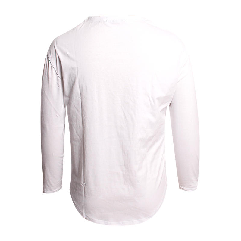 blank long sleeve t shirts with Curved hem